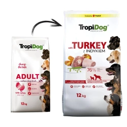 Tropidog Premium Adult Tacchino di taglia media e grande con riso 12 kg