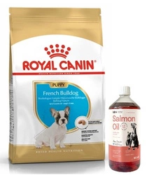 ROYAL CANIN French Bulldog Puppy 10kg + LAB V Olio di Salmone per cani e gatti 1000ml