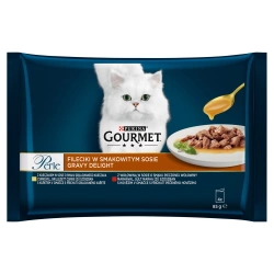 GOURMET Perle cibo per gatti adulti Pollo Manzo in salsa 4x 85g