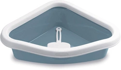 Lettiera angolare Sprint Corner, bianca/blu, 40 x 56 x 14 cm, Stefanplast