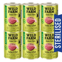 WILD FARM Premium Grain Free Turkey and Veal 6x400g - alimenti senza cereali per gatti sterilizzati