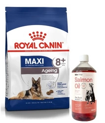 ROYAL CANIN Maxi Ageing 8+ 15kg + LAB V Olio di Salmone per cani e gatti 1000ml