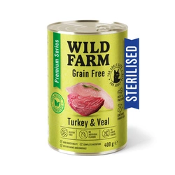 WILD FARM Premium Grain Free Turkey and Veal 400g  - alimenti senza cereali per gatti sterilizzati