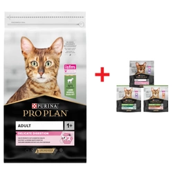 PRO PLAN Delicate Digestion Alimento per gatti adulti ricco di agnello 10kg + cibo per gatti 400g (spedizione casuale)