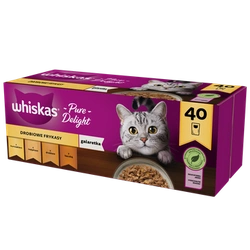 WHISKAS Adult bustine 40 x 85 g Frittelle di pollame - cibo umido per gatti adulti in gelatina (pezzi con: pollo, tacchino, pollame, anatra)