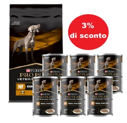 PRO PLAN Veterinary Diets NF Renal Function Cibo secco per cani 12 kg + 6x400g - 3% di sconto in un set