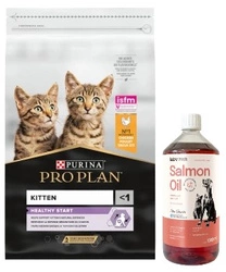 PRO PLAN Kitten Healthy Start Alimento per gattini ricco di pollo 10kg & LAB V Olio di salmone per cani e gatti 1000ml