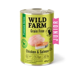 WILD FARM Premium Grain Free Chicken and Salmon Junior 400g  - alimenti senza cereali per gattini