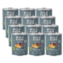WILD FARM Superfood Beef (Manzo con zucca, patate e prezzemolo) 12x800 g Alimento senza cereali per cani