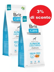 BRIT CARE Dog Grain-free Junior Large Breed Salmon 2x12kg - 3% di sconto in un set