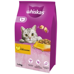 WHISKAS Adult 1,4 kg - alimento secco completo per gatti adulti, con delizioso pollo