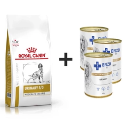 ROYAL CANIN Urinary S/O Moderate Calorie 12kg + ENZO VET Urinary per le malattie del tratto urinario con pollo per cani 3x400g