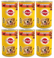 Pedigree Adult Wet Dog Food con Beef Jell-O 6x1200g