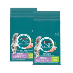 Purina One Sensitive Tacchino e Riso Alimento per gatti adulti 2x9,75 kg