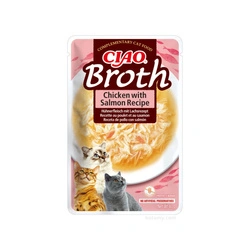 INABA Ciao Broth - alimento complementare per gatti al gusto di pollo e salmone in brodo 40 g