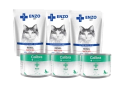 ENZO VET Renal con manzo in gelatina per gatti 3x100g + Calibra Veterinary Diets Cat Renal 3x200g