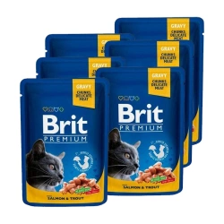 Brit Premium Cat per gatti adulti con salmone e trota 6x100g