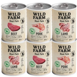 WILD FARM Pate Mix Flavors 6x400g cibo per cani senza glutine