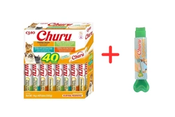 INABA Churu per gatti - gusti misti con pollo 40x14g + cucchiaio per servire le prelibatezze GRATIS