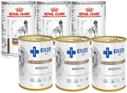 ROYAL CANIN Gastro Intestinal High Fiber 410g lattina & ENZO VET Gastrointestinálna diet s jahňacím mäsom pre psov 3x400g