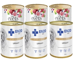 4Vets Dog Urinary Non-struvite 3x400g + ENZO VET Urinary per le malattie del tratto urinario con pollo per cani 3x400g