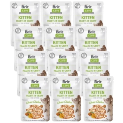 BRIT CARE Cat Kitten Filetti di Pollo in salsa  Scelto e Arricchito con Olivello Spinoso e Nasturzio 12x85g