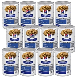 HILL'S PD Prescription Diet Canine Derm Complete 12x370g + HILL'S PD Prescription Diet Canine z/d Food Sensitivities 370g GRATIS