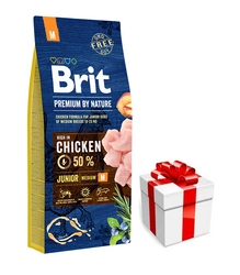 Brit Premium By Nature Junior M Con pollo 15kg + sorpresa per il cane GRATIS