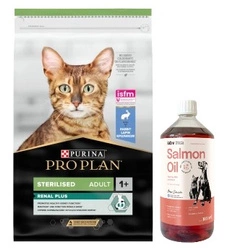 PRO PLAN Sterilised Renal cibo per gatti ricco di conigli 10 kg & LAB V Olio di Salmone per cani e gatti 1000ml