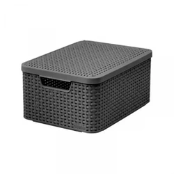 Cestino Curver con coperchio Rattan Style M grafite