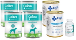 CALIBRA Veterinary Diets Cane Ipoallergenico Insetti e Conigli 4x400g + ENZO VET Dieta ipoallergenica ipoallergenica con tacchino per cani 2x 400 g e LAB-V Immuno Hard - Rafforzamento dell'immunità per cani e gatti 90 capsule