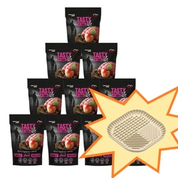 Tasty Dogs Life Piatto con carne di maiale in gelatina 10x500 g + ciotola gratis!