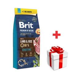 BRIT Premium By Nature Sensitive Agnello 15 kg + 3 kg + sorpresa per il cane