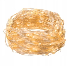 Luci a filo 100 led con batteria bianco caldo 3x aa 10m