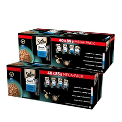 SHEBA Sauce Collection Sapori di pesce bustine 80x85 g – alimento umido completo per gatti adulti, in salsa
