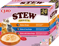 INABA Cat Ciao Stew - alimento complementare per gatti al gusto di pollo, tonno e salmone 24x40g