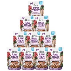 BRIT CARE Dog Raw Treat Immunity Agnello e Pollo con Probiotici, Semi di Cardo Mariano e Rosmarino 10x40g