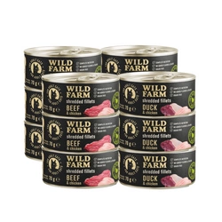 WILD FARM Fillets Duck&Chicken/Beef&Chicken 12x70 g - Alimento umido senza cereali per gatti in brodo