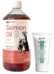 DOLFOS Probiotic Paste 50g + LAB V Olio di Salmone per cani e gatti 1000ml