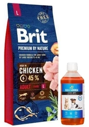 Brit Premium By Nature Adult L Con pollo 15kg + Lab v salmone olio per cani e gatti 500 ml