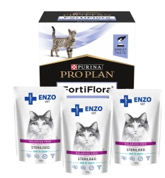PRO PLAN FortiFlora Integratore probiotico per gatti 30x1g +3xENZO VET Sterilizované 100g