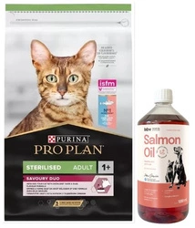 PURINA Pro Plan Cat Sterilised Merluzzo e Trota 10kg & LAB V Olio di Salmone per cani e gatti 1000ml