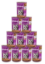 WHISKAS Cibo umido per gatti 1+ con anatra e gelatina 12x400g - di sconto in un set