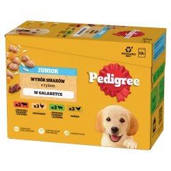 Pedigree Wet Puppy Food Mixed Flavours Chicken & Rice, Lamb & Rice, Poultry & Rice e Beef & Rice Jelly 12x100g