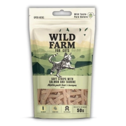WILD FARM strisce morbide al salmone con taurina 50 g snack per gatti