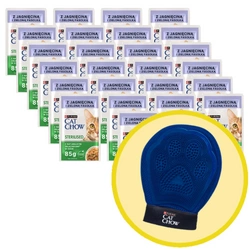 Purina Cat Chow Sterilised Agnello e fagiolini in salsa 26x85g + Guanto per grooming toelettatura - Cat Chow