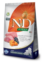 Farmina N&D Pumpkin Grain Free Canine Puppy Medium&Maxi Lamb&Blueberry 12kg x2