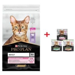 PRO PLAN Delicate Digestion cibo per gatti ricco di tacchino 10kg + cibo per gatti 400g (spedizione casuale)