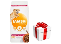 IAMS-Alimento secco Vitality per cani anziani di taglia grande, con pollo 12 kg + sorpresa per il cane GRATIS