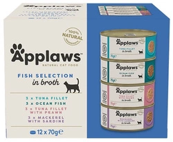 Applaws Multipack Scatolette in brodo per gatti Fish selection 12x70g SCATOLETTA